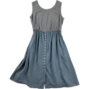 Woman Within Striped Chambray Sleeveless Midi Dress Blue White 20W 05-2540-2